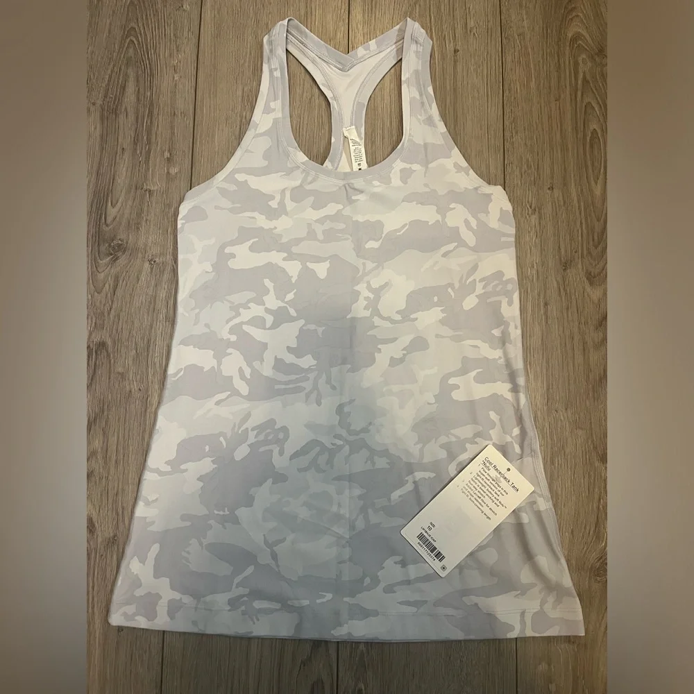 Lululemon Cool Racerback White Camo Women's Tank in size 10 - Picture 8 of 15